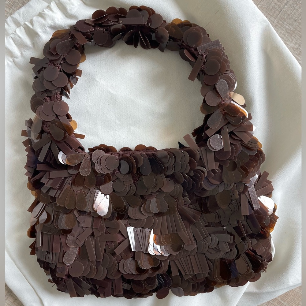 Brown Evening Bag with Appliqué